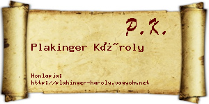 Plakinger Károly névjegykártya